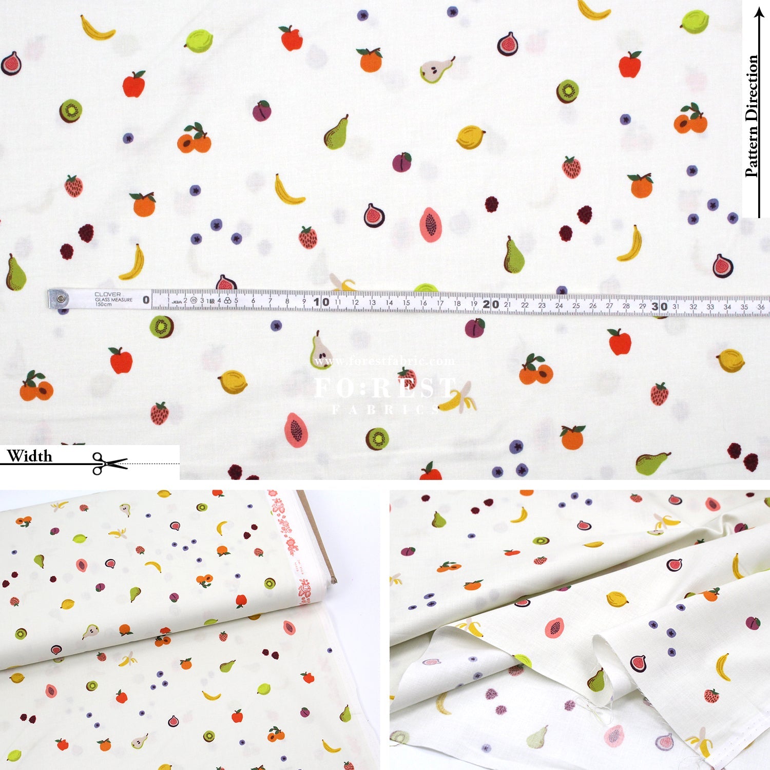 cotton - orchard Fruit Orchard - Cream fabric - FO:REST Fabric 布恩堂Liberty fabrictana lawnjapanese fabricykk zipper