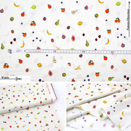 cotton - orchard Fruit Orchard - Cream fabric - FO:REST Fabric 布恩堂Liberty fabrictana lawnjapanese fabricykk zipper