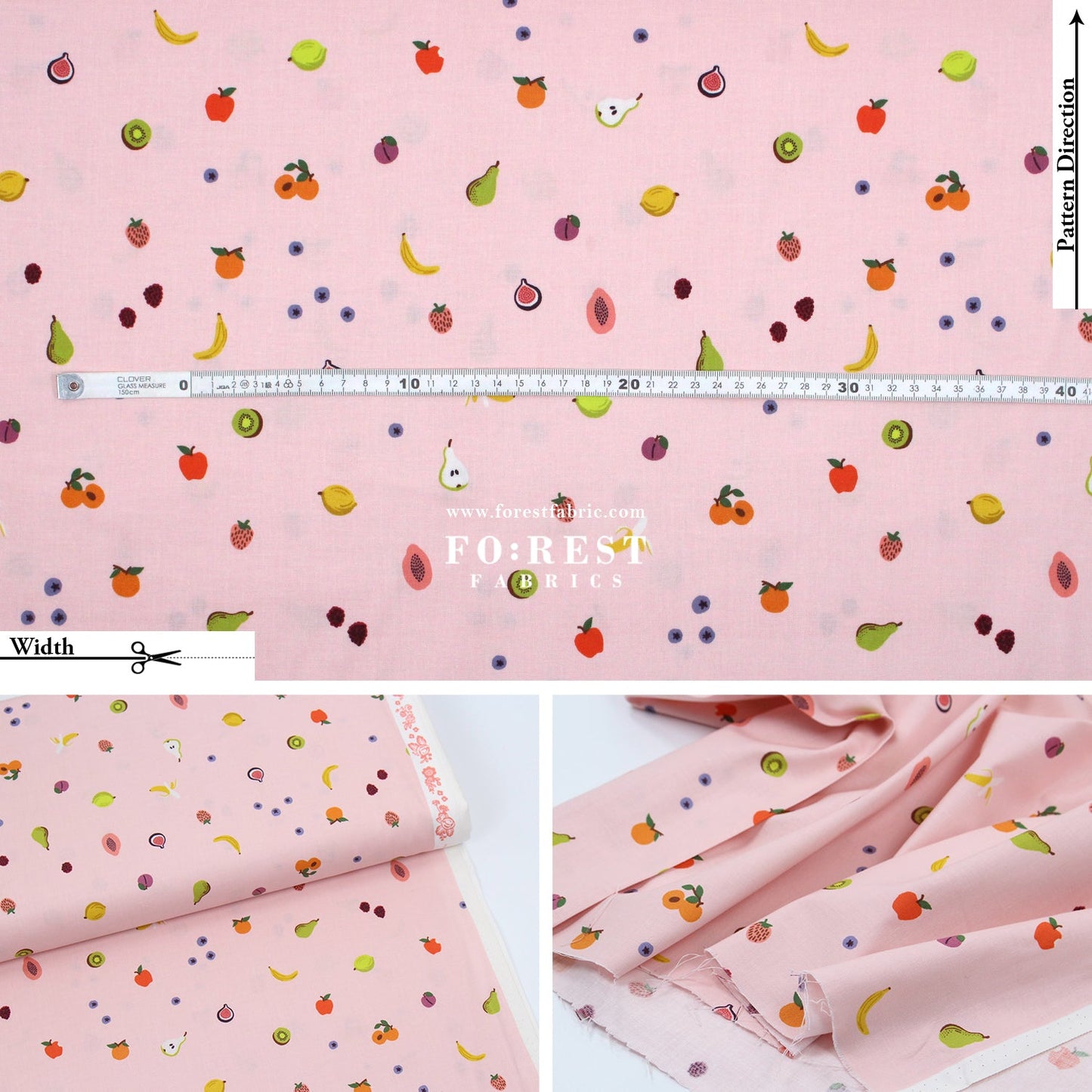 cotton - orchard Fruit Orchard - Pink fabric - FO:REST Fabric 布恩堂Liberty fabrictana lawnjapanese fabricykk zipper