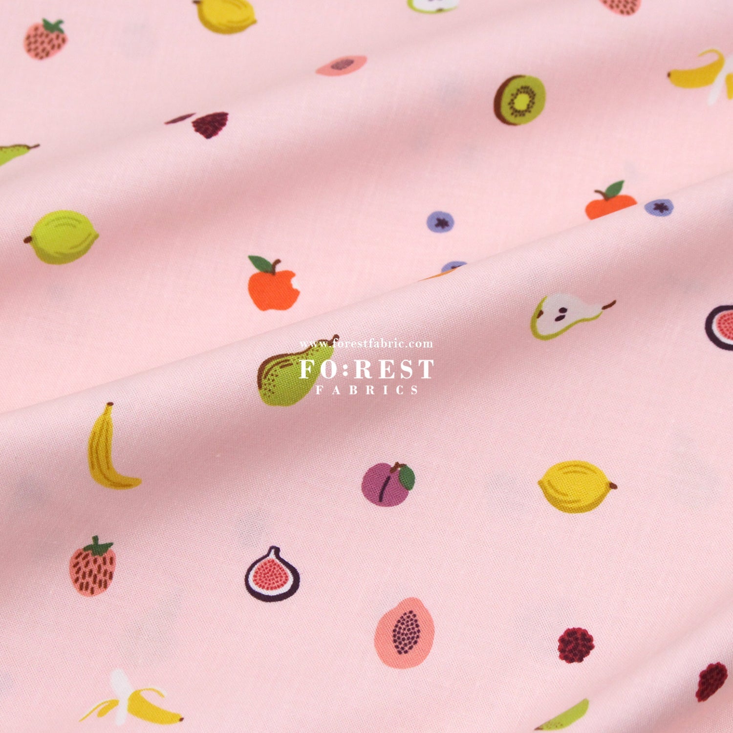 cotton - orchard Fruit Orchard - Pink fabric - FO:REST Fabric 布恩堂Liberty fabrictana lawnjapanese fabricykk zipper