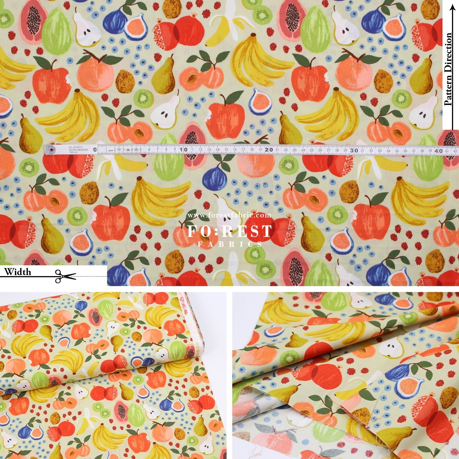 cotton - orchard Fruit Stand - Cream fabric - FO:REST Fabric 布恩堂Liberty fabrictana lawnjapanese fabricykk zipper