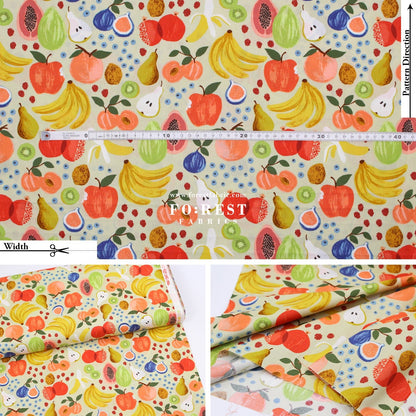 cotton - orchard Fruit Stand - Cream fabric - FO:REST Fabric 布恩堂Liberty fabrictana lawnjapanese fabricykk zipper