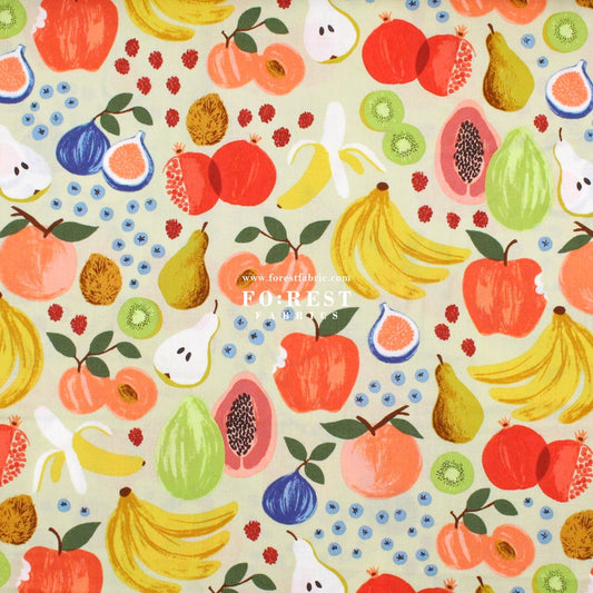 cotton - orchard Fruit Stand - Cream fabric - FO:REST Fabric 布恩堂Liberty fabrictana lawnjapanese fabricykk zipper
