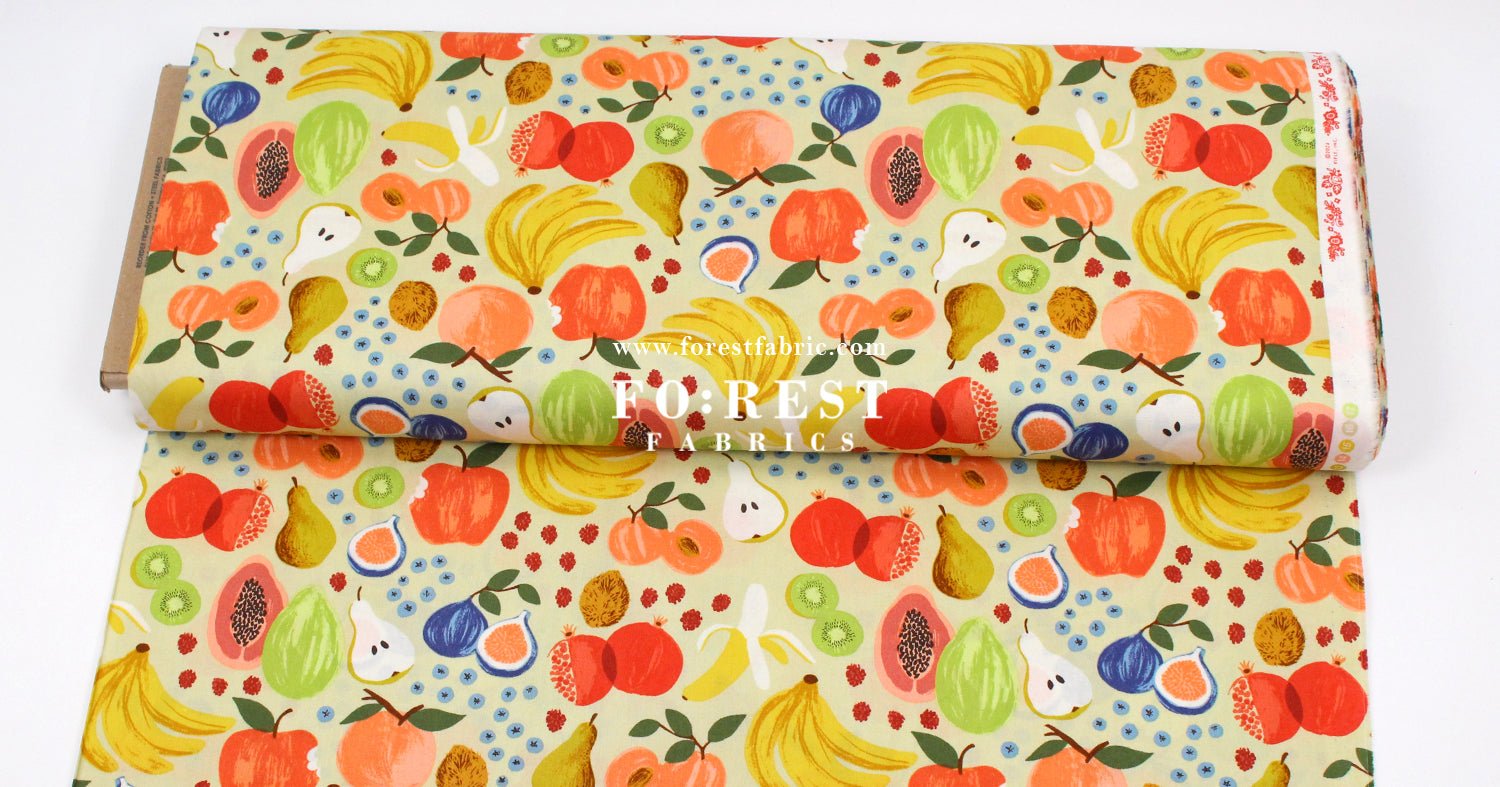cotton - orchard Fruit Stand - Cream fabric - FO:REST Fabric 布恩堂Liberty fabrictana lawnjapanese fabricykk zipper