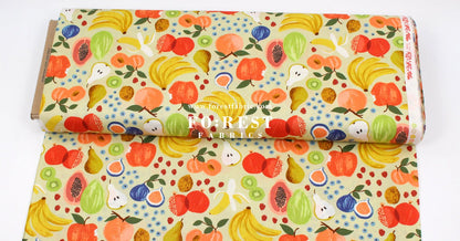 cotton - orchard Fruit Stand - Cream fabric - FO:REST Fabric 布恩堂Liberty fabrictana lawnjapanese fabricykk zipper