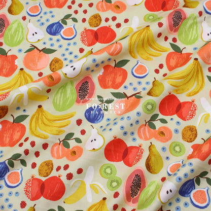 cotton - orchard Fruit Stand - Cream fabric - FO:REST Fabric 布恩堂Liberty fabrictana lawnjapanese fabricykk zipper