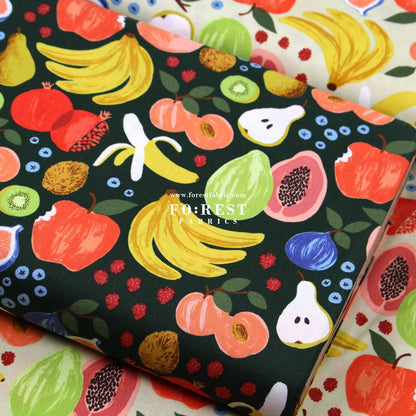 cotton - orchard Fruit Stand - Dark Green fabric - FO:REST Fabric 布恩堂Liberty fabrictana lawnjapanese fabricykk zipper