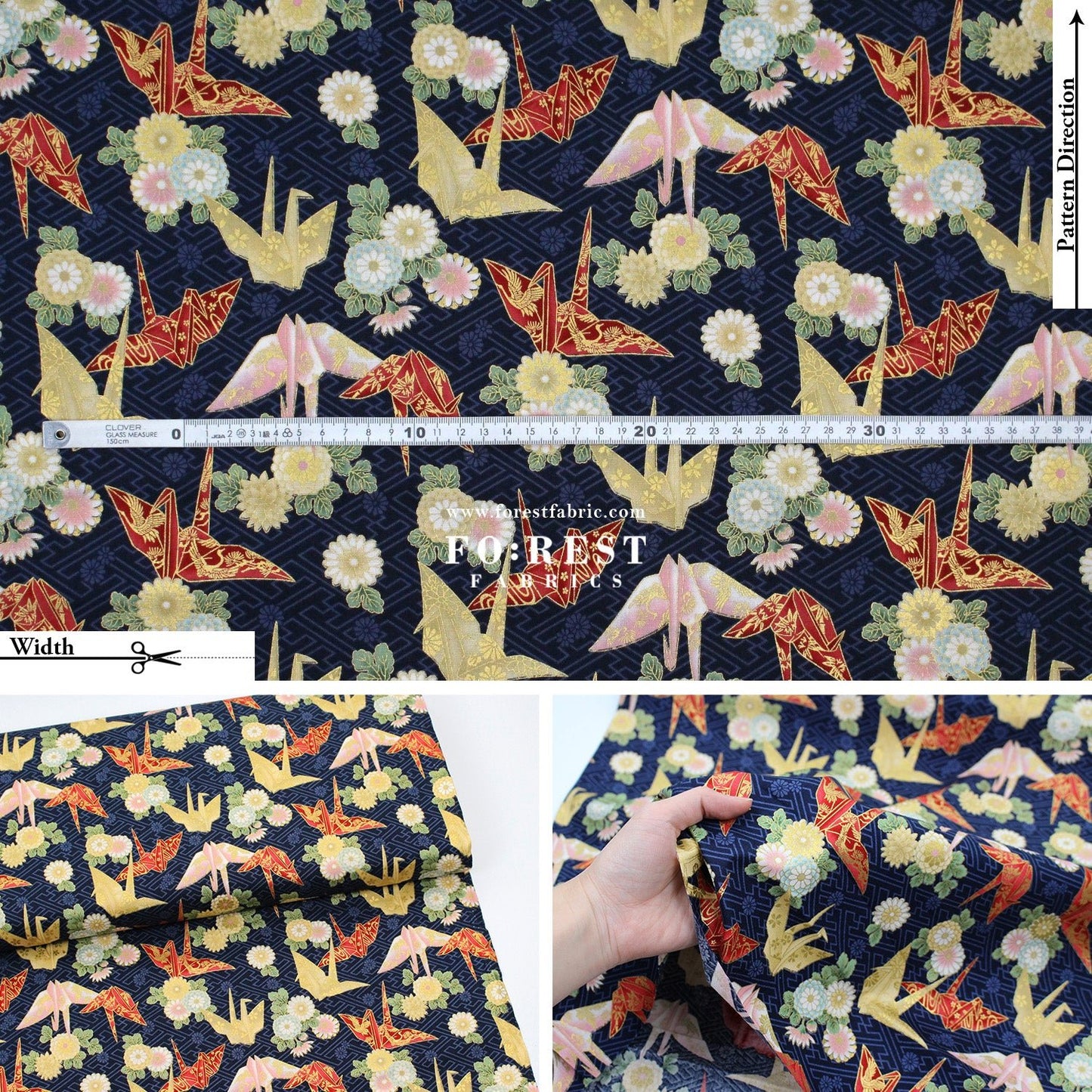 cotton - Paper Crane with metallic fabric - FO:REST Fabric 布恩堂Liberty fabrictana lawnjapanese fabricykk zipper