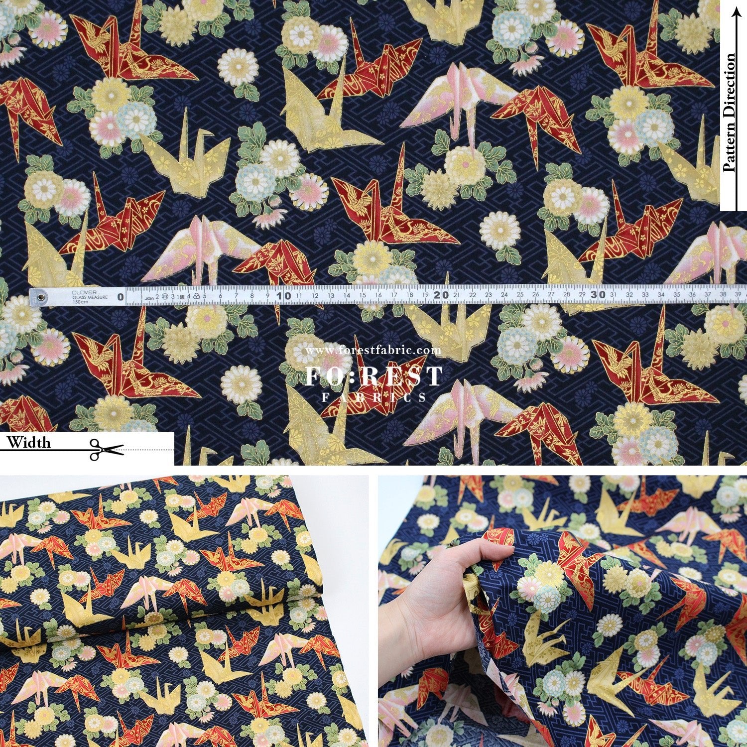 cotton - Paper Crane with metallic fabric - FO:REST Fabric 布恩堂Liberty fabrictana lawnjapanese fabricykk zipper