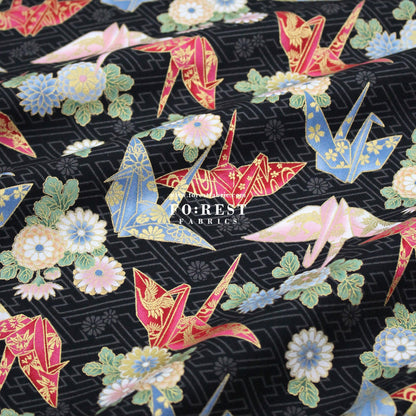cotton - Paper Crane with metallic fabric - FO:REST Fabric 布恩堂Liberty fabrictana lawnjapanese fabricykk zipper