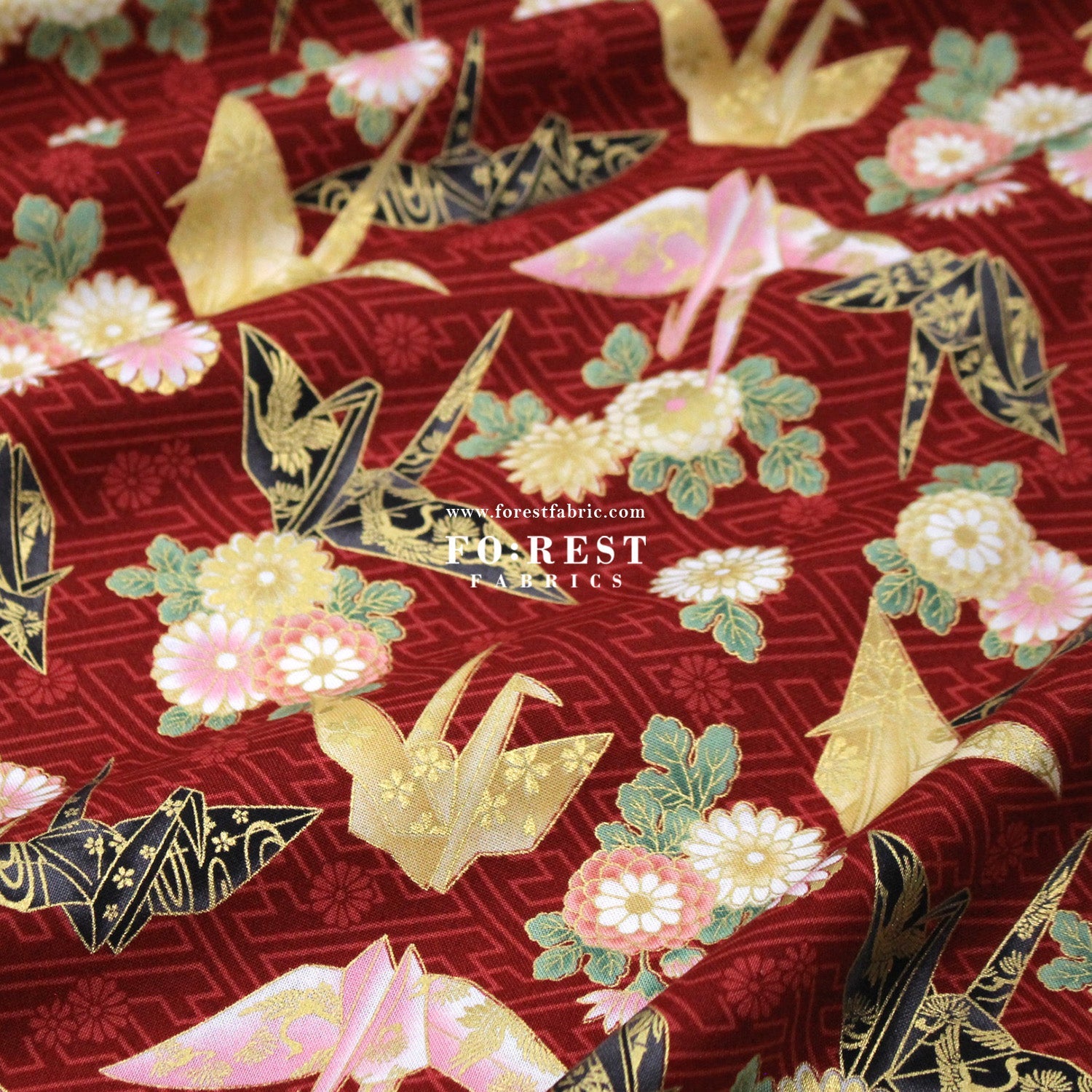 cotton - Paper Crane with metallic fabric - FO:REST Fabric 布恩堂Liberty fabrictana lawnjapanese fabricykk zipper