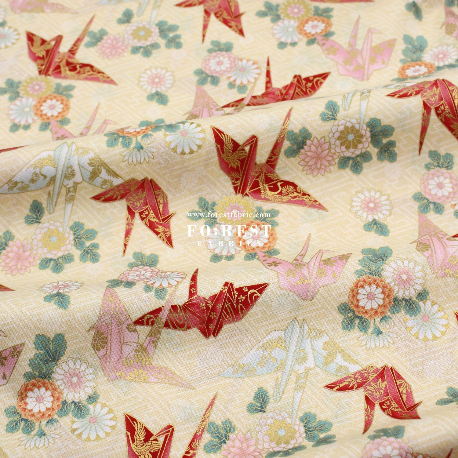 cotton - Paper Crane with metallic fabric - FO:REST Fabric 布恩堂Liberty fabrictana lawnjapanese fabricykk zipper