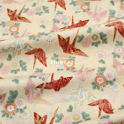 cotton - Paper Crane with metallic fabric - FO:REST Fabric 布恩堂Liberty fabrictana lawnjapanese fabricykk zipper