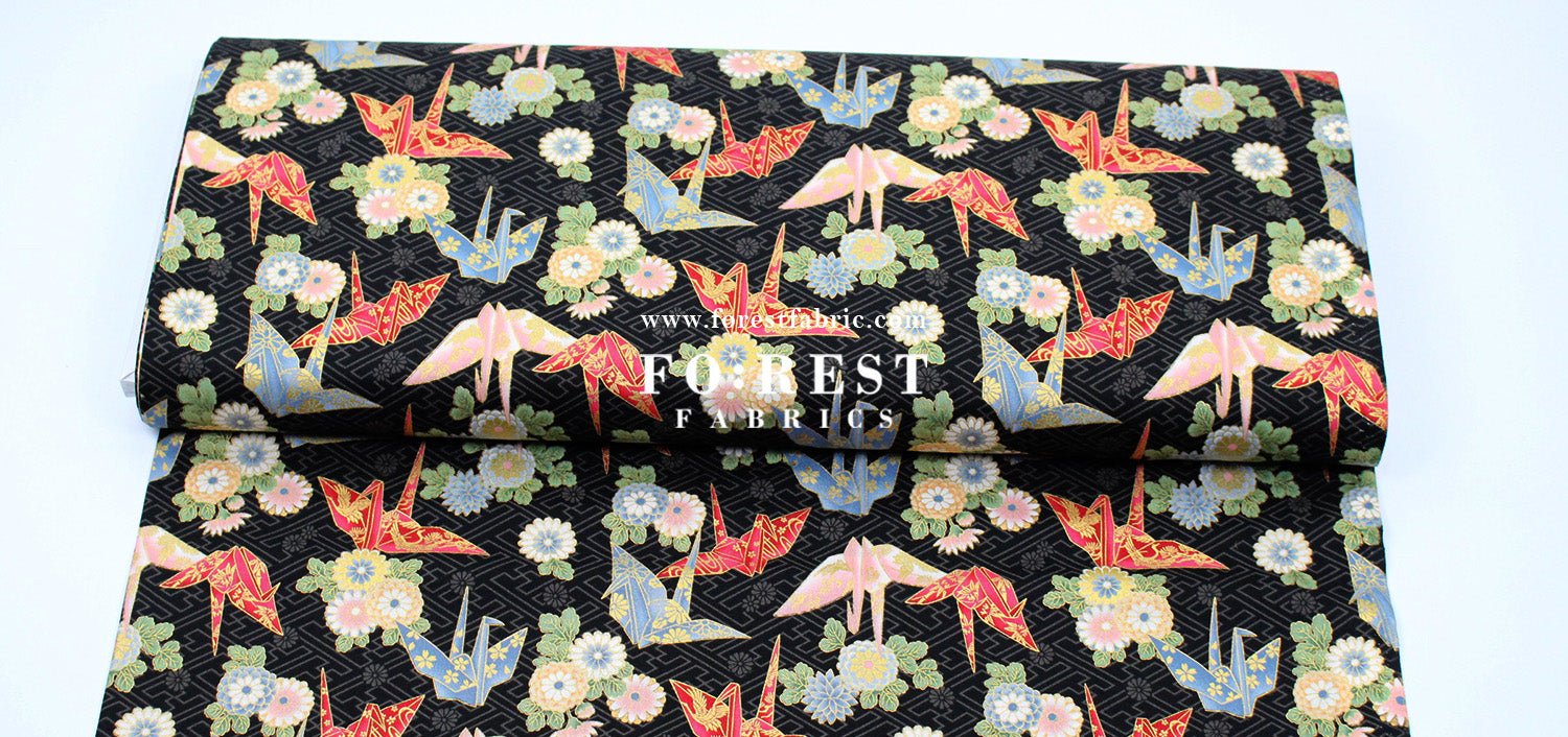 cotton - Paper Crane with metallic fabric - FO:REST Fabric 布恩堂Liberty fabrictana lawnjapanese fabricykk zipper