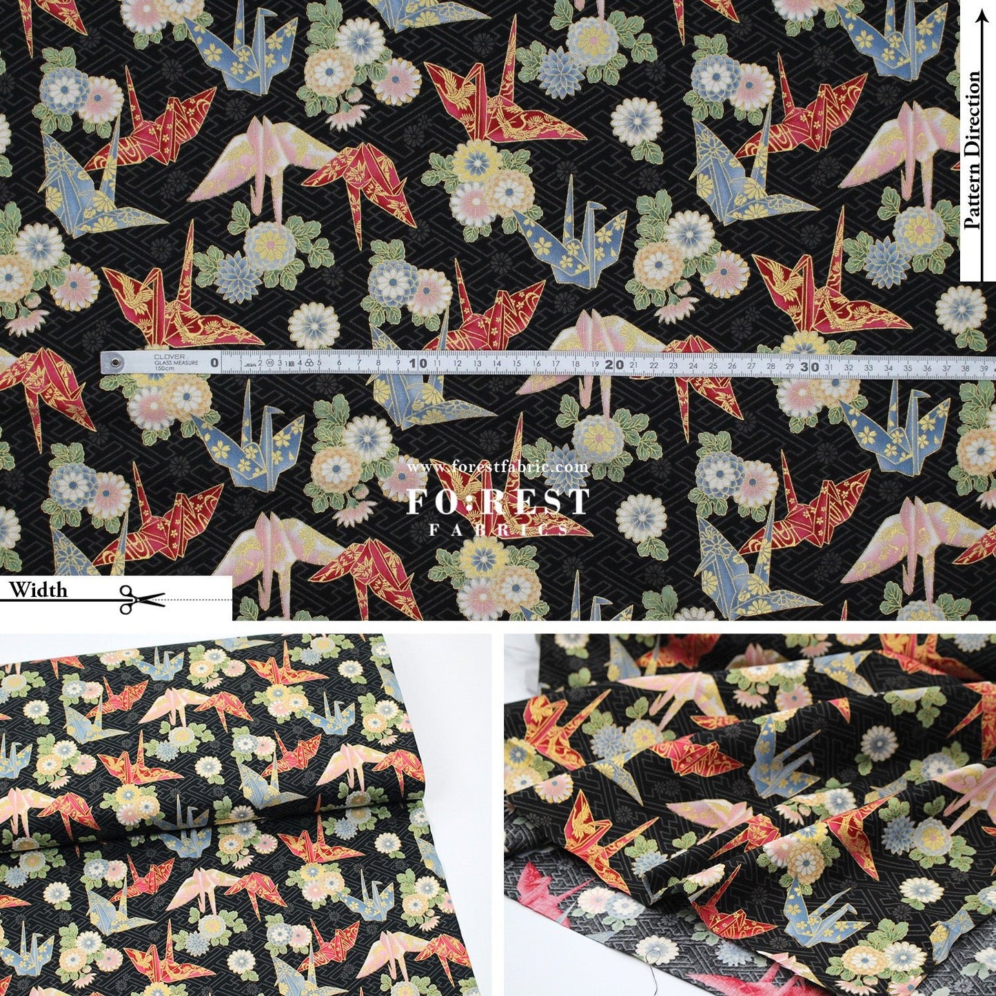 cotton - Paper Crane with metallic fabric - FO:REST Fabric 布恩堂Liberty fabrictana lawnjapanese fabricykk zipper