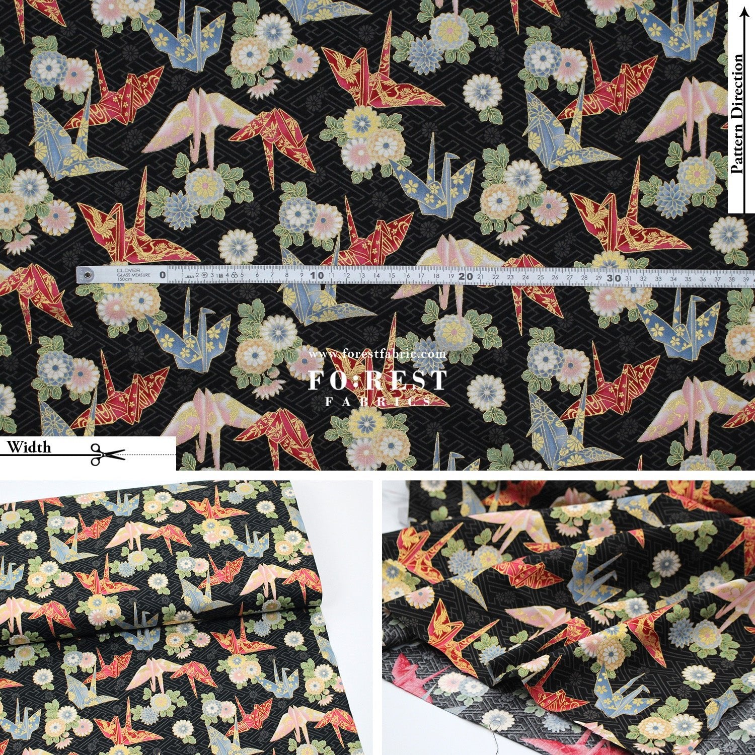 cotton - Paper Crane with metallic fabric - FO:REST Fabric 布恩堂Liberty fabrictana lawnjapanese fabricykk zipper