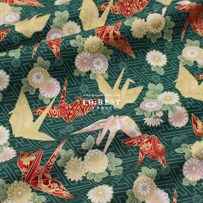 cotton - Paper Crane with metallic fabric - FO:REST Fabric 布恩堂Liberty fabrictana lawnjapanese fabricykk zipper
