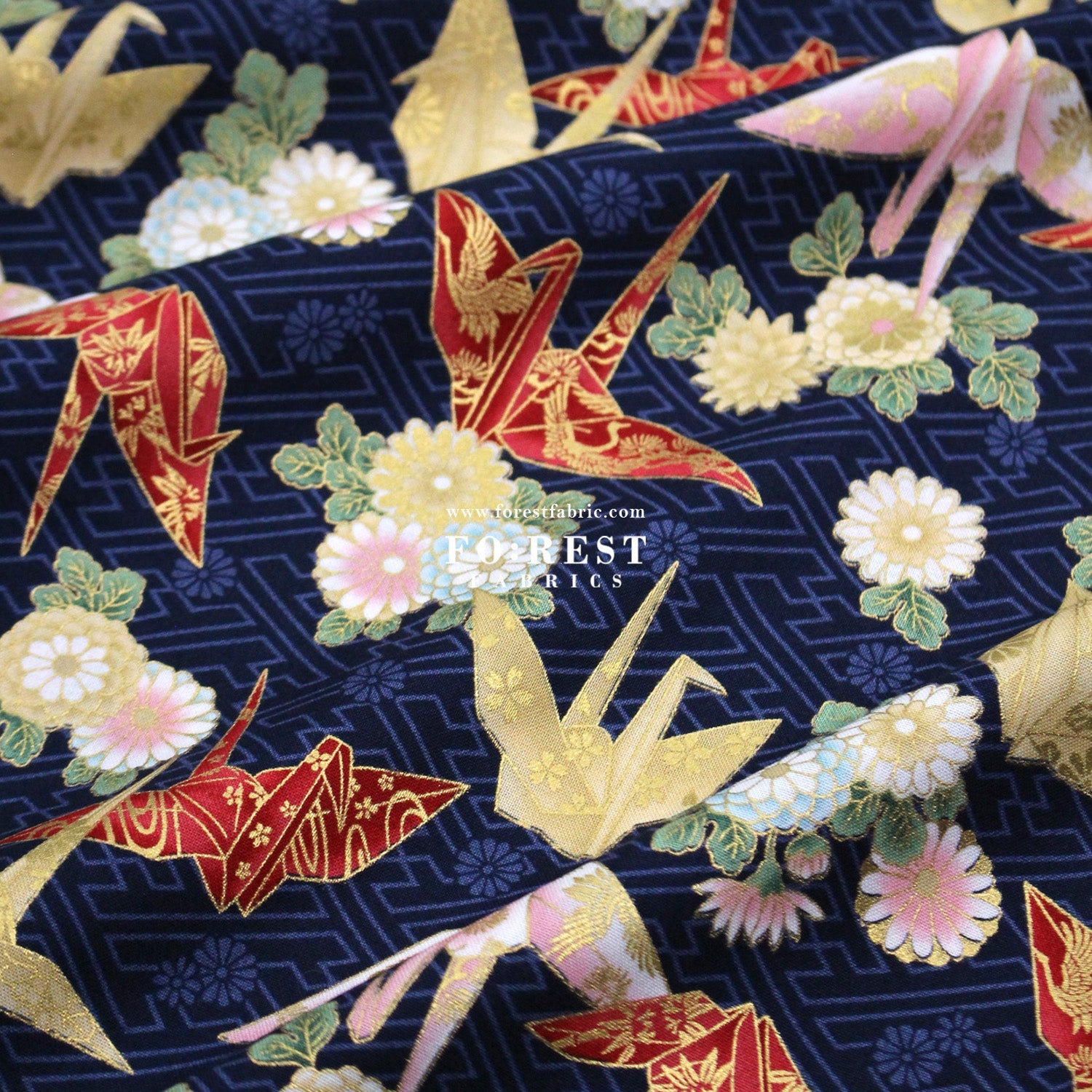 cotton - Paper Crane with metallic fabric - FO:REST Fabric 布恩堂Liberty fabrictana lawnjapanese fabricykk zipper