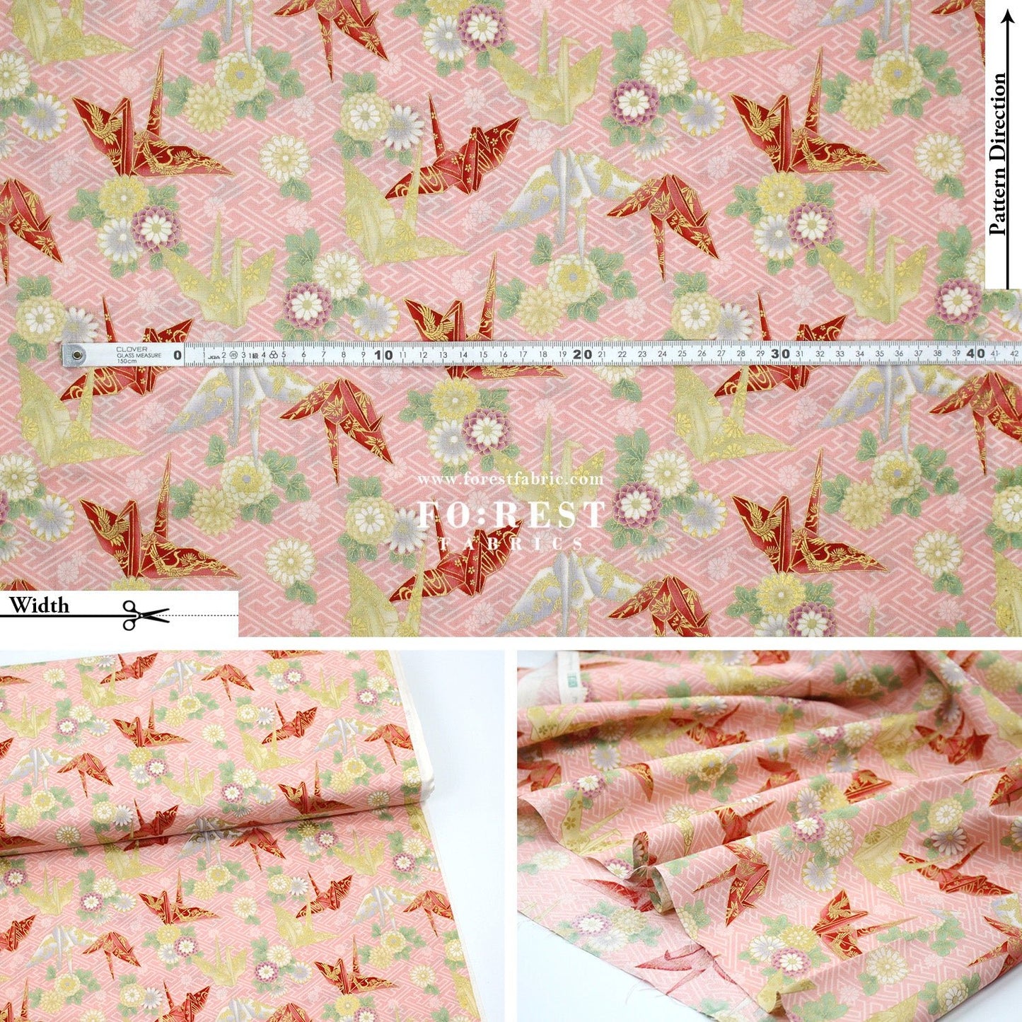 cotton - Paper Crane with metallic fabric - FO:REST Fabric 布恩堂Liberty fabrictana lawnjapanese fabricykk zipper