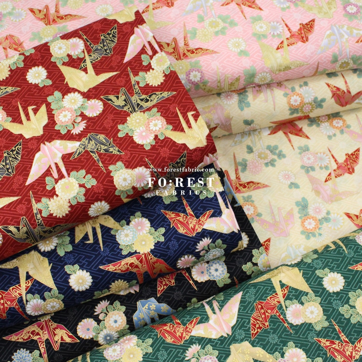 cotton - Paper Crane with metallic fabric - FO:REST Fabric 布恩堂Liberty fabrictana lawnjapanese fabricykk zipper