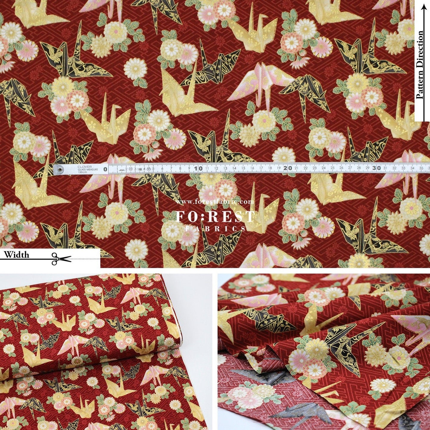cotton - Paper Crane with metallic fabric - FO:REST Fabric 布恩堂Liberty fabrictana lawnjapanese fabricykk zipper