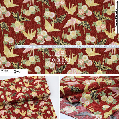 cotton - Paper Crane with metallic fabric - FO:REST Fabric 布恩堂Liberty fabrictana lawnjapanese fabricykk zipper
