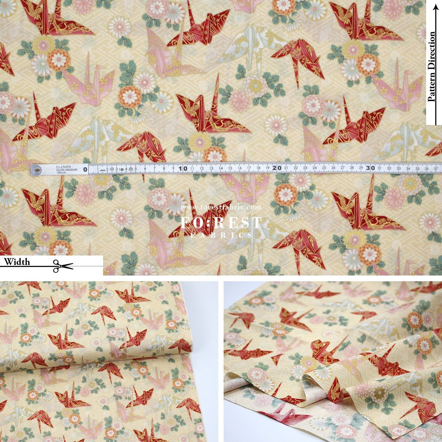 cotton - Paper Crane with metallic fabric - FO:REST Fabric 布恩堂Liberty fabrictana lawnjapanese fabricykk zipper