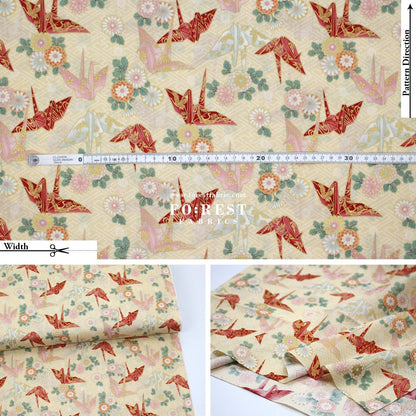 cotton - Paper Crane with metallic fabric - FO:REST Fabric 布恩堂Liberty fabrictana lawnjapanese fabricykk zipper