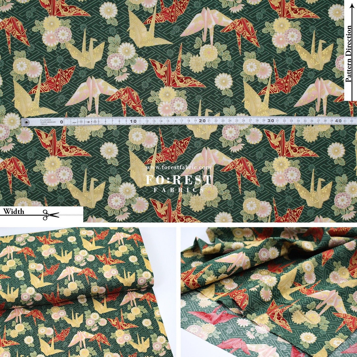 cotton - Paper Crane with metallic fabric - FO:REST Fabric 布恩堂Liberty fabrictana lawnjapanese fabricykk zipper