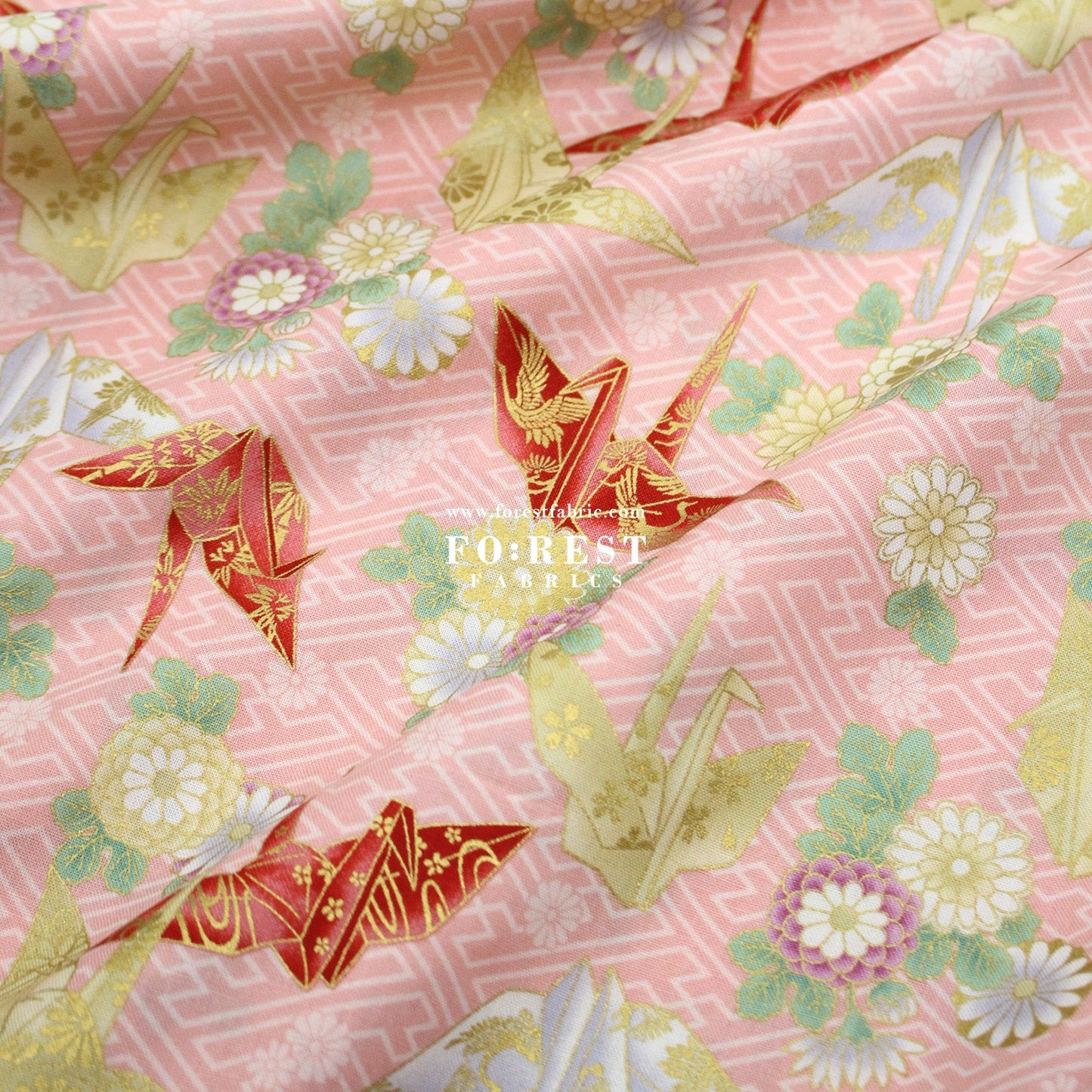cotton - Paper Crane with metallic fabric - FO:REST Fabric 布恩堂Liberty fabrictana lawnjapanese fabricykk zipper