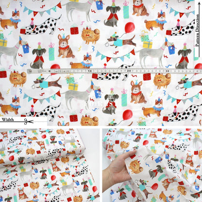 cotton - Party animal Dogs fabric White - FO:REST Fabric 布恩堂Liberty fabrictana lawnjapanese fabricykk zipper