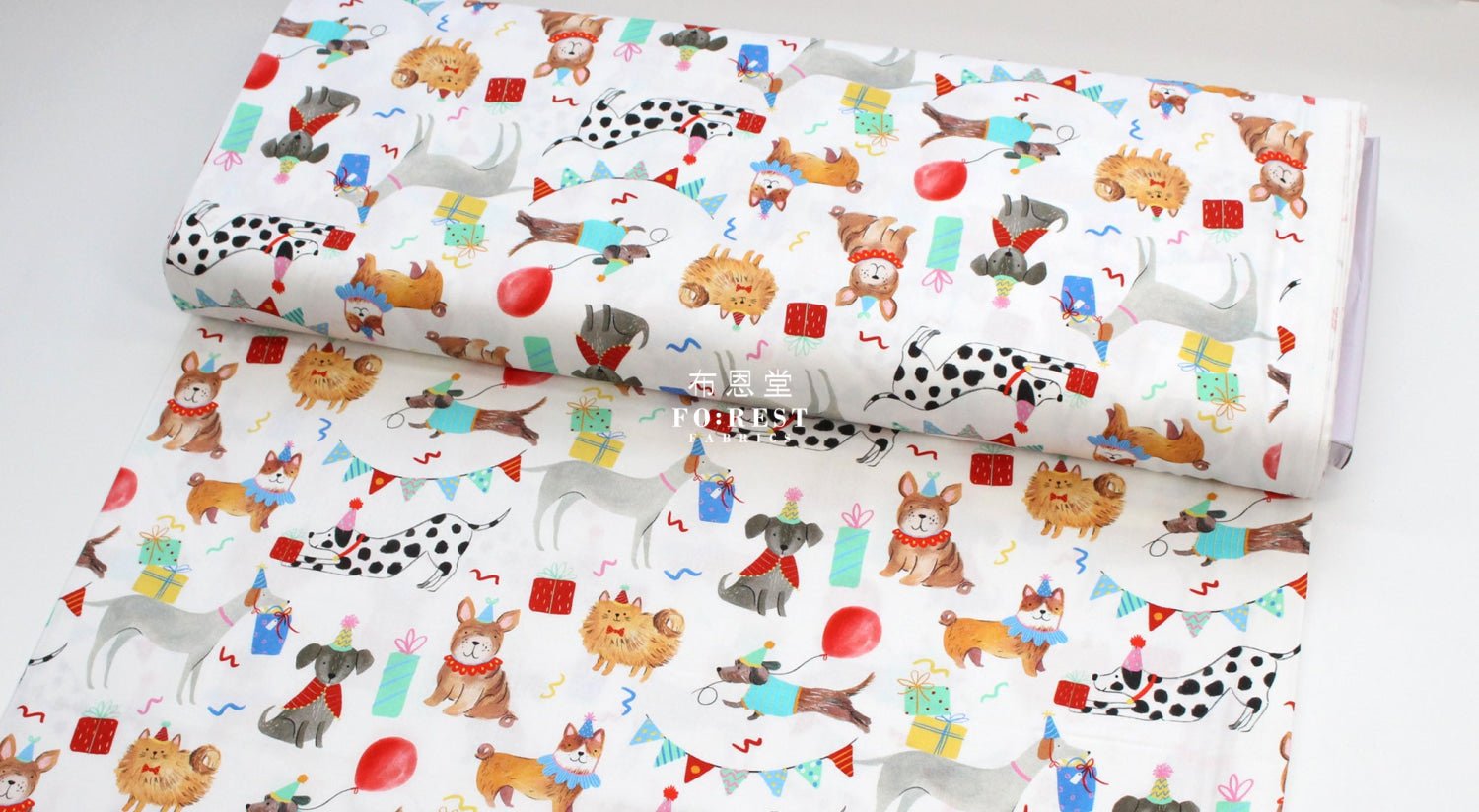 cotton - Party animal Dogs fabric White - FO:REST Fabric 布恩堂Liberty fabrictana lawnjapanese fabricykk zipper