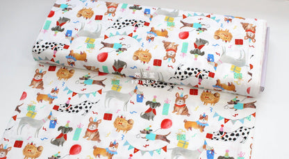 cotton - Party animal Dogs fabric White - FO:REST Fabric 布恩堂Liberty fabrictana lawnjapanese fabricykk zipper