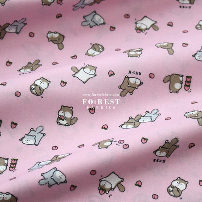 cotton - Peach and Flying Squirrel fabric - FO:REST Fabric 布恩堂Liberty fabrictana lawnjapanese fabricykk zipper