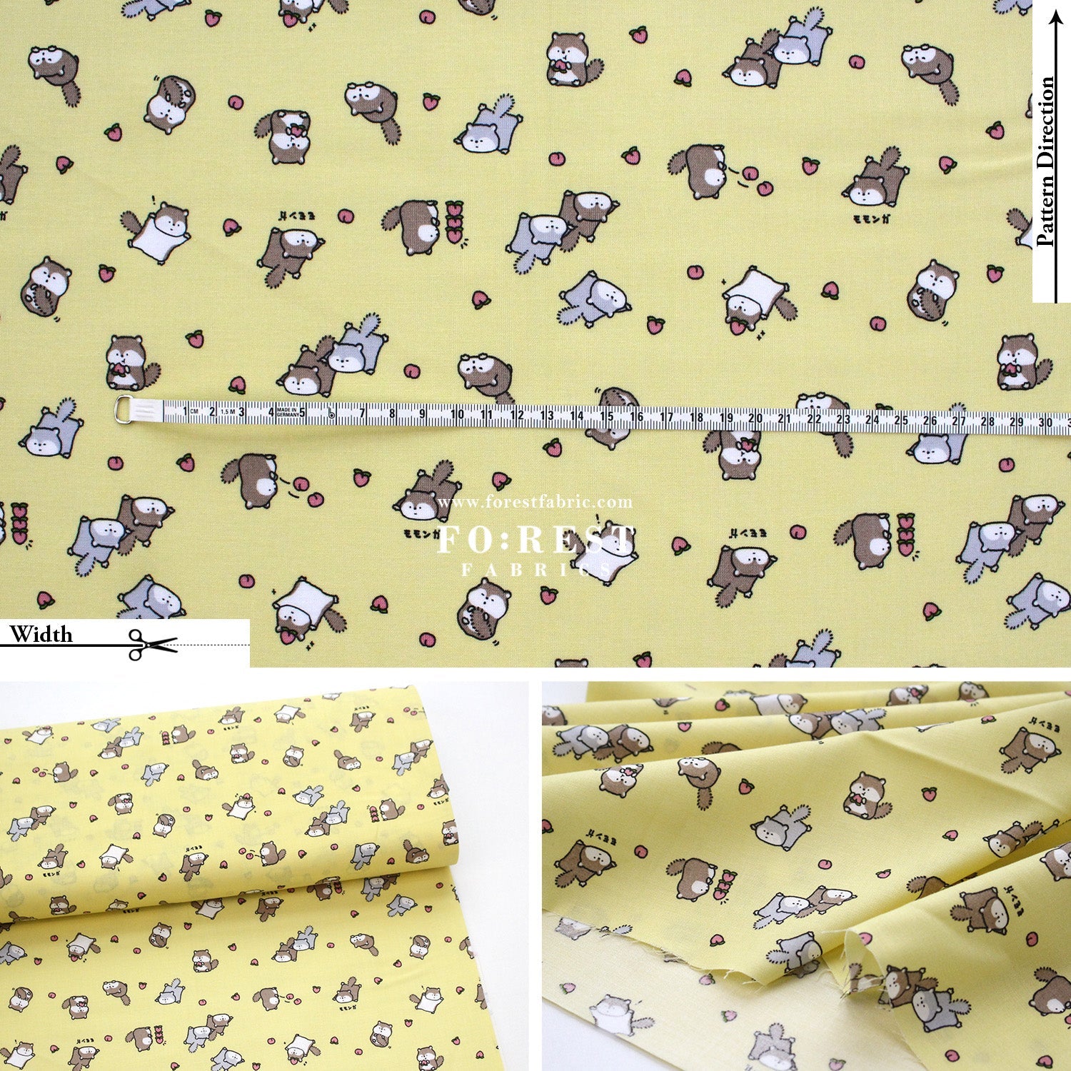 cotton - Peach and Flying Squirrel fabric - FO:REST Fabric 布恩堂Liberty fabrictana lawnjapanese fabricykk zipper