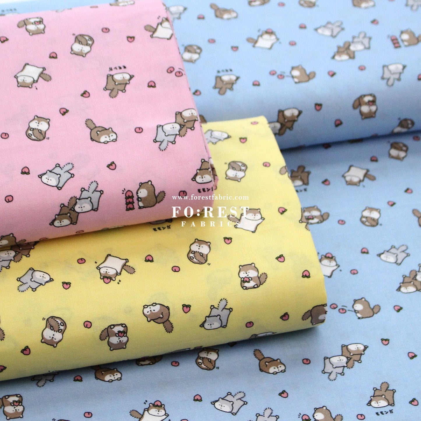 cotton - Peach and Flying Squirrel fabric - FO:REST Fabric 布恩堂Liberty fabrictana lawnjapanese fabricykk zipper