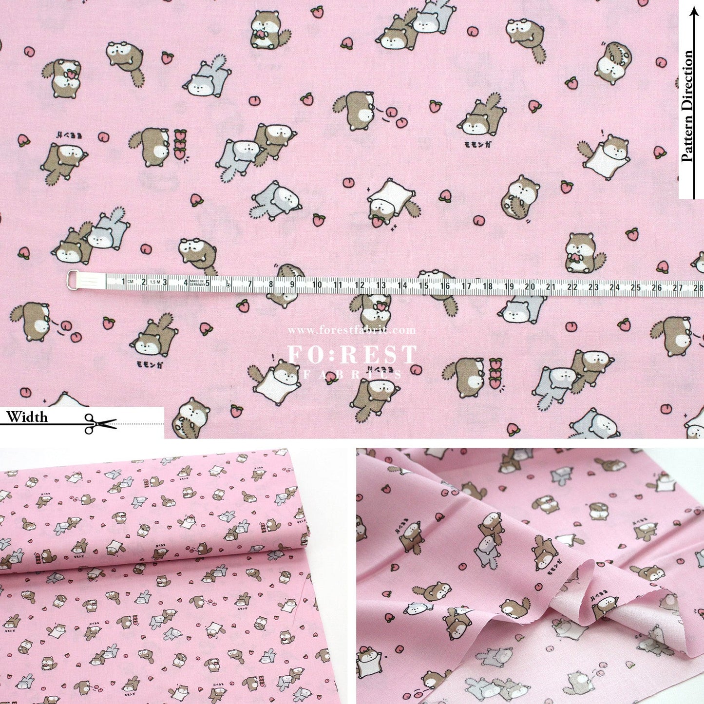 cotton - Peach and Flying Squirrel fabric - FO:REST Fabric 布恩堂Liberty fabrictana lawnjapanese fabricykk zipper