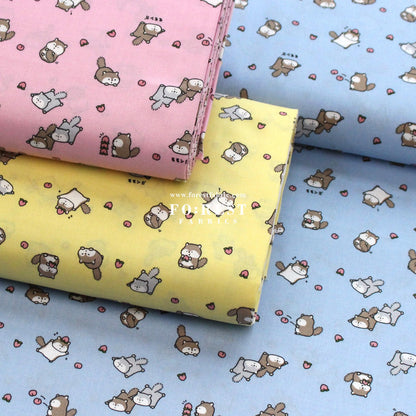 cotton - Peach and Flying Squirrel fabric - FO:REST Fabric 布恩堂Liberty fabrictana lawnjapanese fabricykk zipper