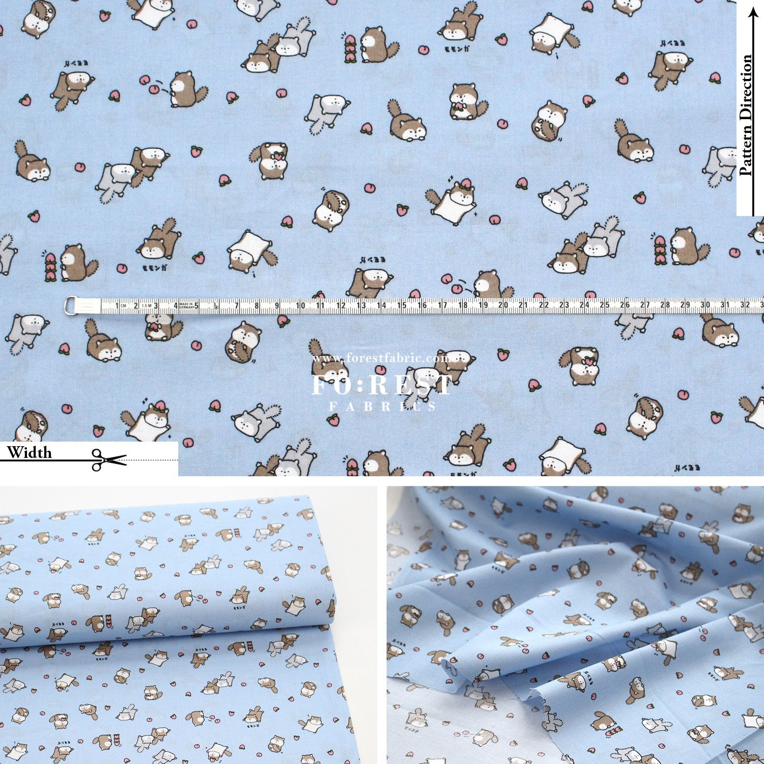 cotton - Peach and Flying Squirrel fabric - FO:REST Fabric 布恩堂Liberty fabrictana lawnjapanese fabricykk zipper