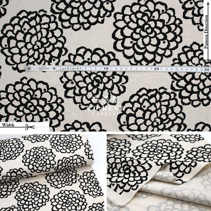cotton - Peony Japanese style fabric Black - FO:REST Fabric 布恩堂Liberty fabrictana lawnjapanese fabricykk zipper