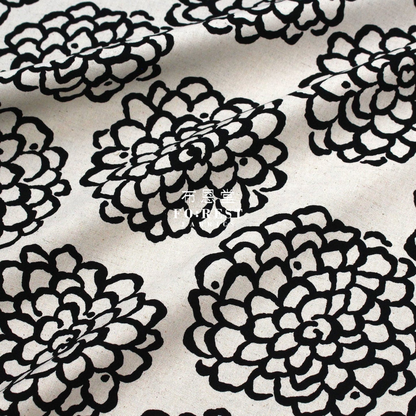 cotton - Peony Japanese style fabric Black - FO:REST Fabric 布恩堂Liberty fabrictana lawnjapanese fabricykk zipper