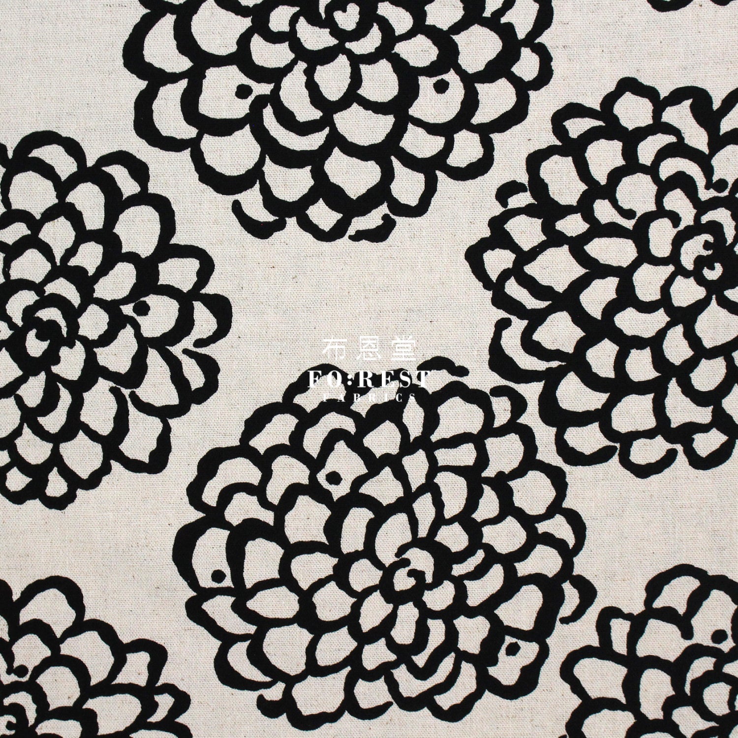 cotton - Peony Japanese style fabric Black - FO:REST Fabric 布恩堂Liberty fabrictana lawnjapanese fabricykk zipper