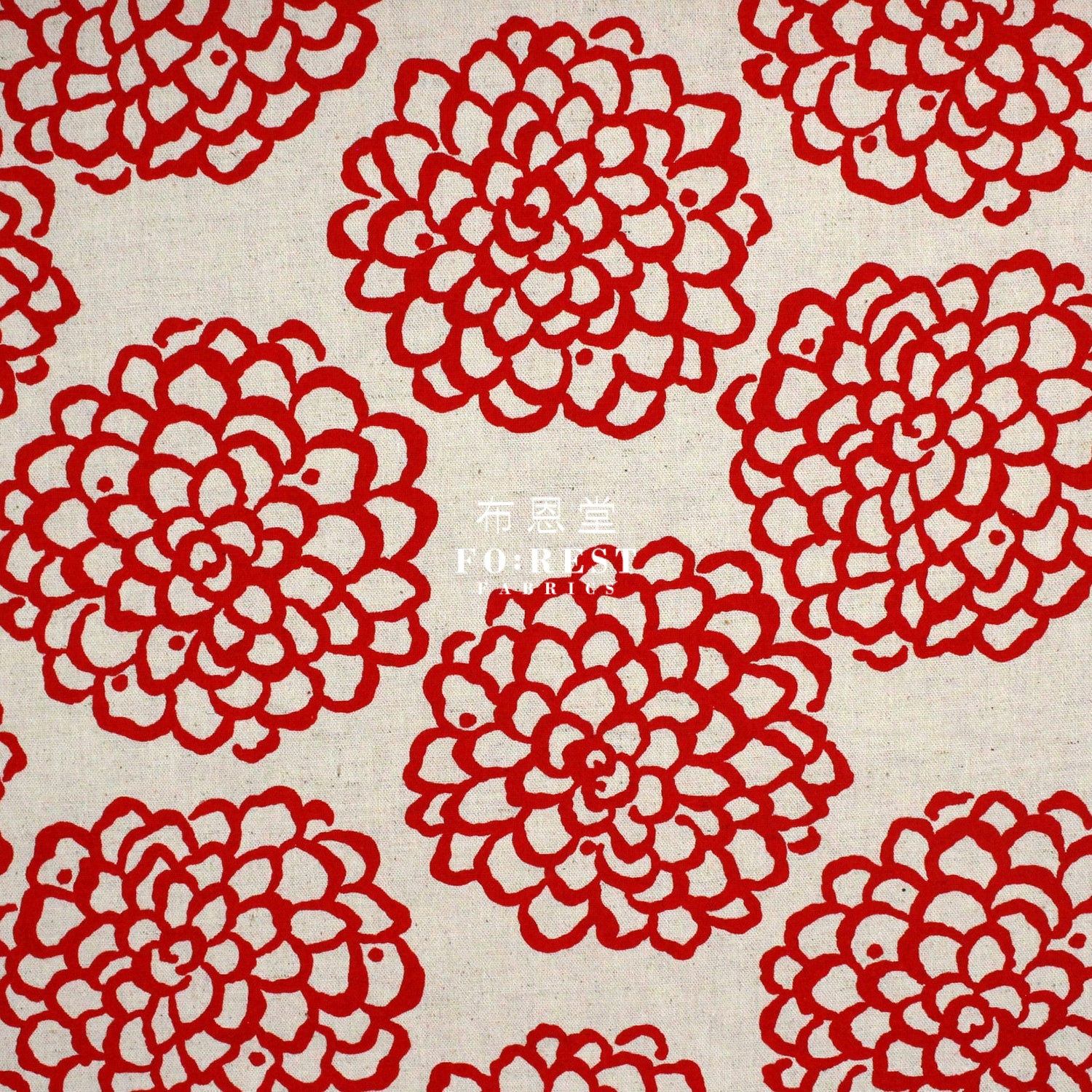 Cotton - Peony Japanese Style Fabric Red