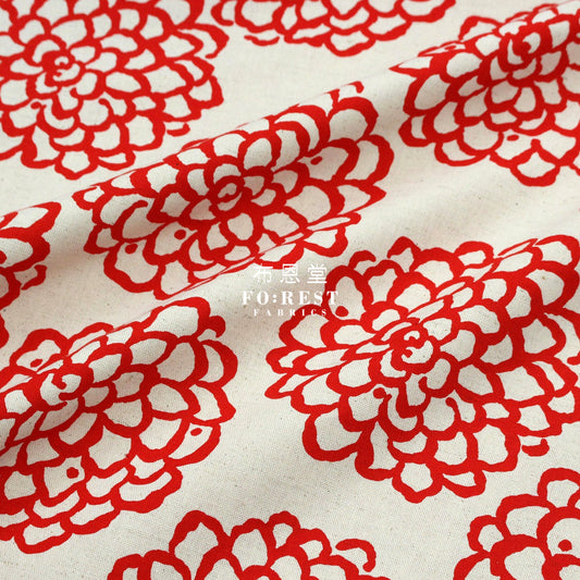Cotton - Peony Japanese Style Fabric Red