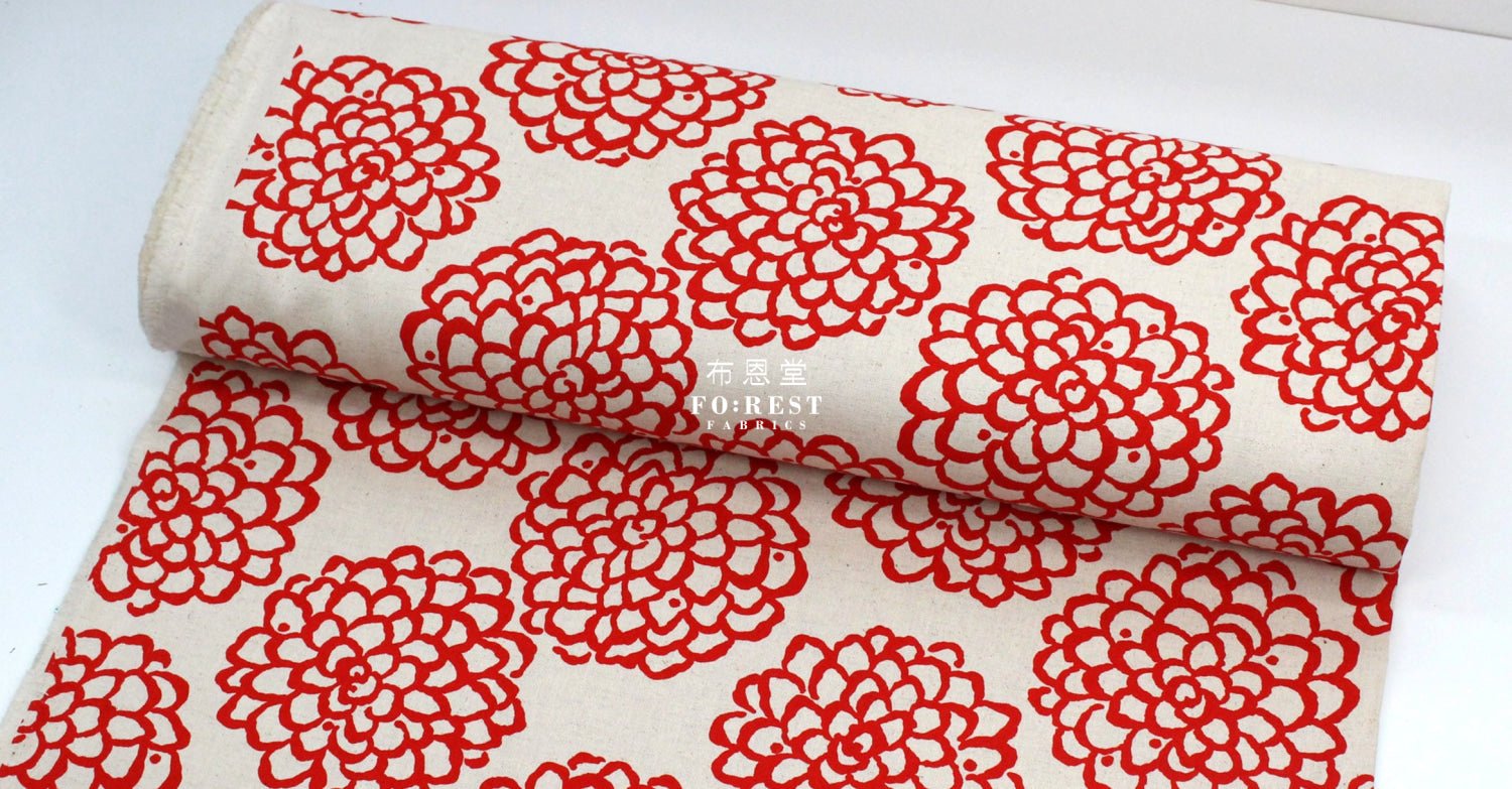 cotton - Peony Japanese style fabric Red - FO:REST Fabric 布恩堂Liberty fabrictana lawnjapanese fabricykk zipper