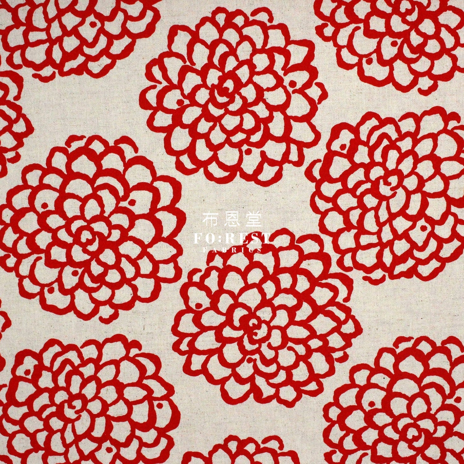cotton - Peony Japanese style fabric Red - FO:REST Fabric 布恩堂Liberty fabrictana lawnjapanese fabricykk zipper