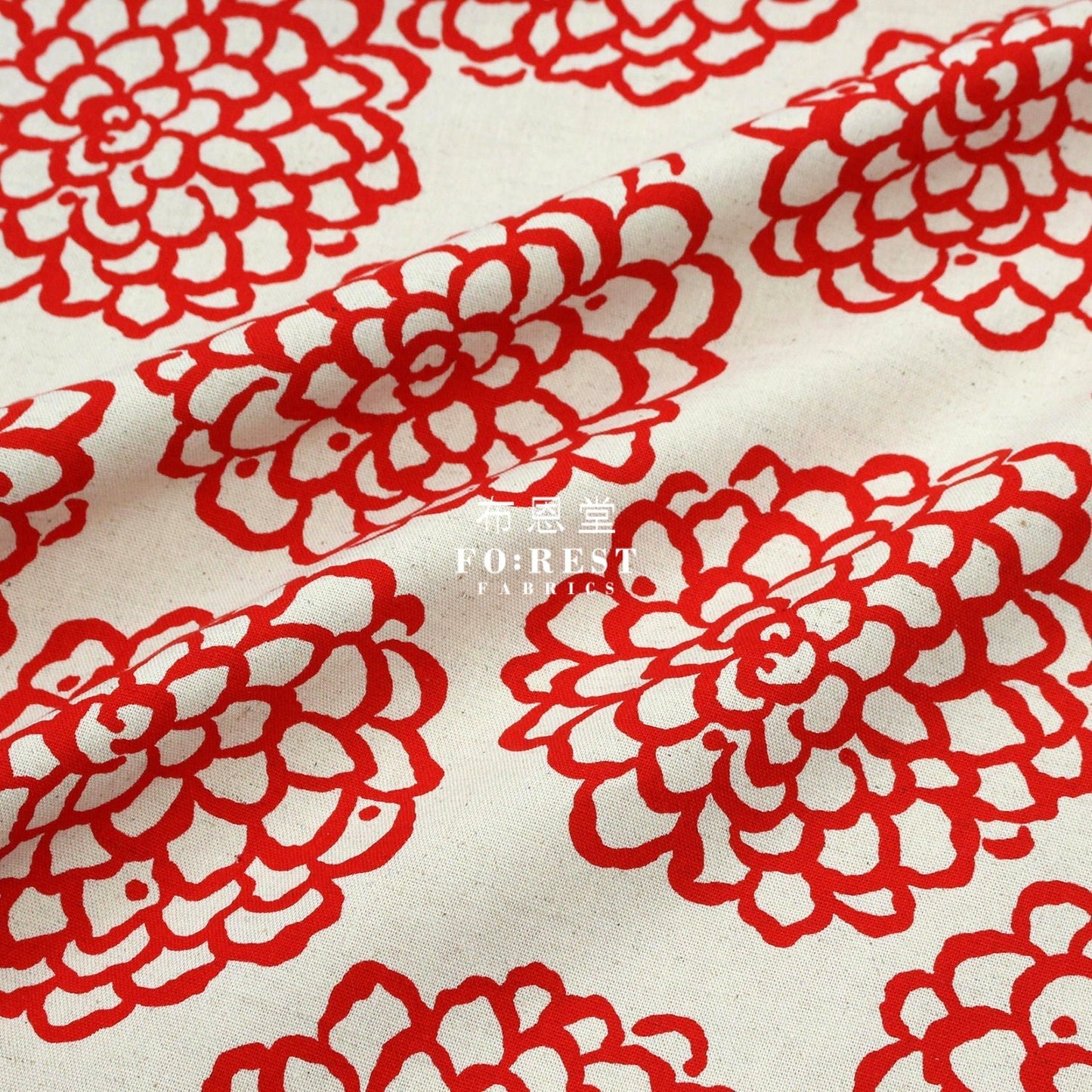 cotton - Peony Japanese style fabric Red - FO:REST Fabric 布恩堂Liberty fabrictana lawnjapanese fabricykk zipper