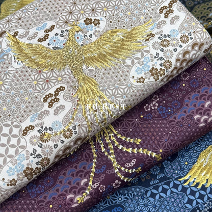 cotton - Phoenix with metallic fabric Cream - FO:REST Fabric 布恩堂Liberty fabrictana lawnjapanese fabricykk zipper