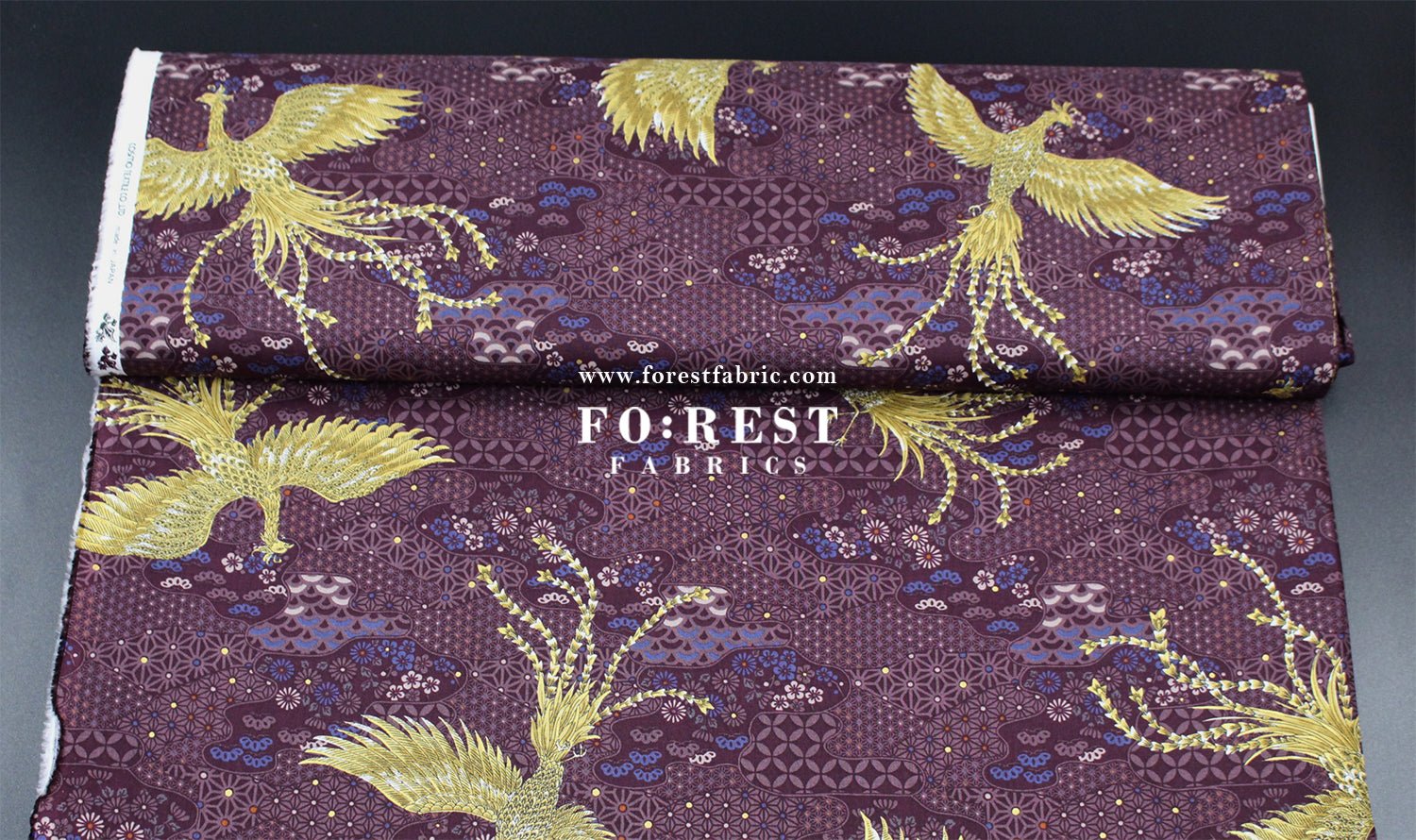 cotton - Phoenix with metallic fabric Wine - FO:REST Fabric 布恩堂Liberty fabrictana lawnjapanese fabricykk zipper