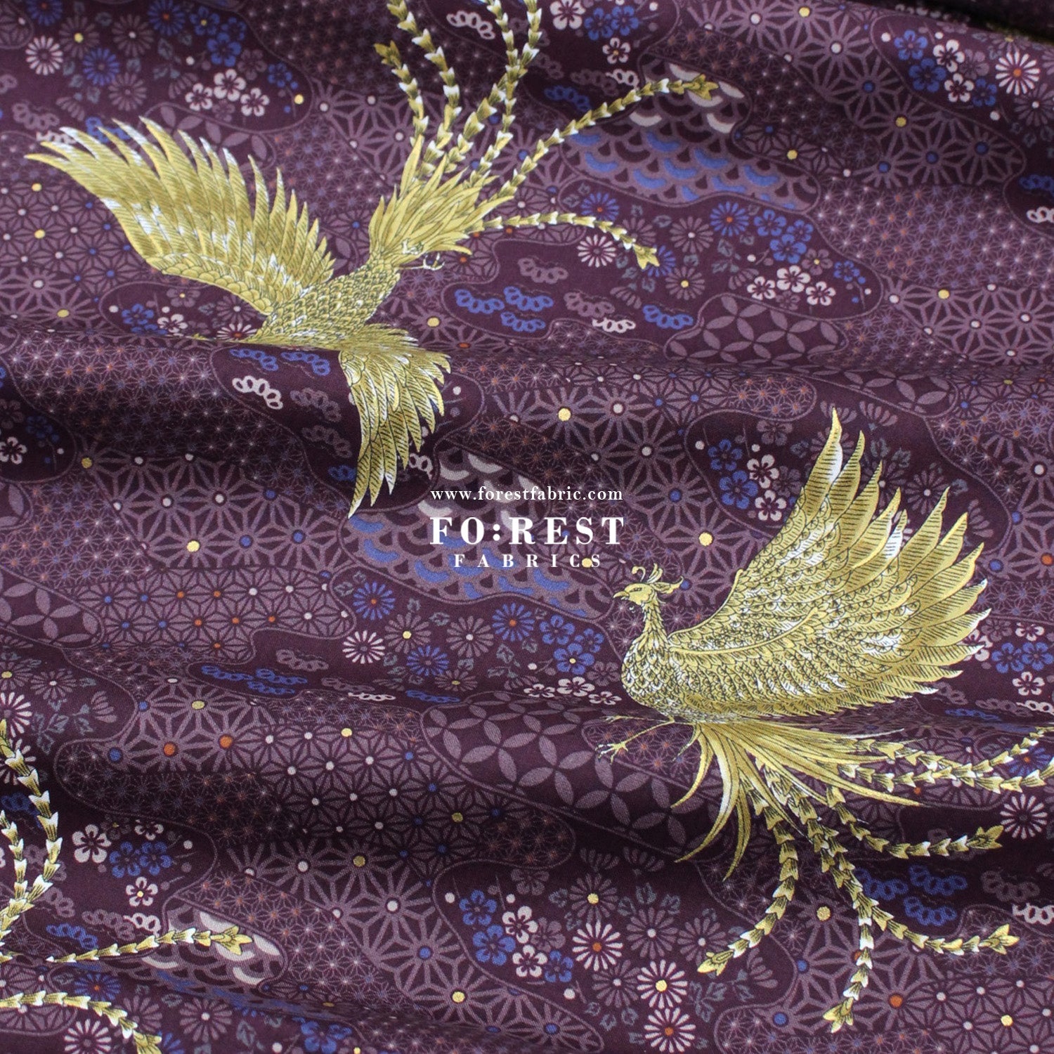 cotton - Phoenix with metallic fabric Wine - FO:REST Fabric 布恩堂Liberty fabrictana lawnjapanese fabricykk zipper